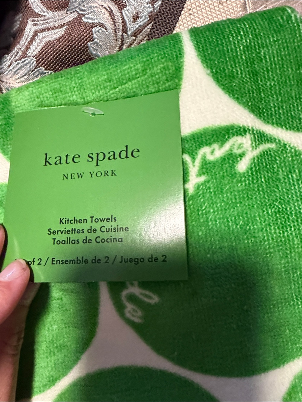 kate spade Green Polka Dot Kitchen Towels - Set of 2 - Picture 2 of 3